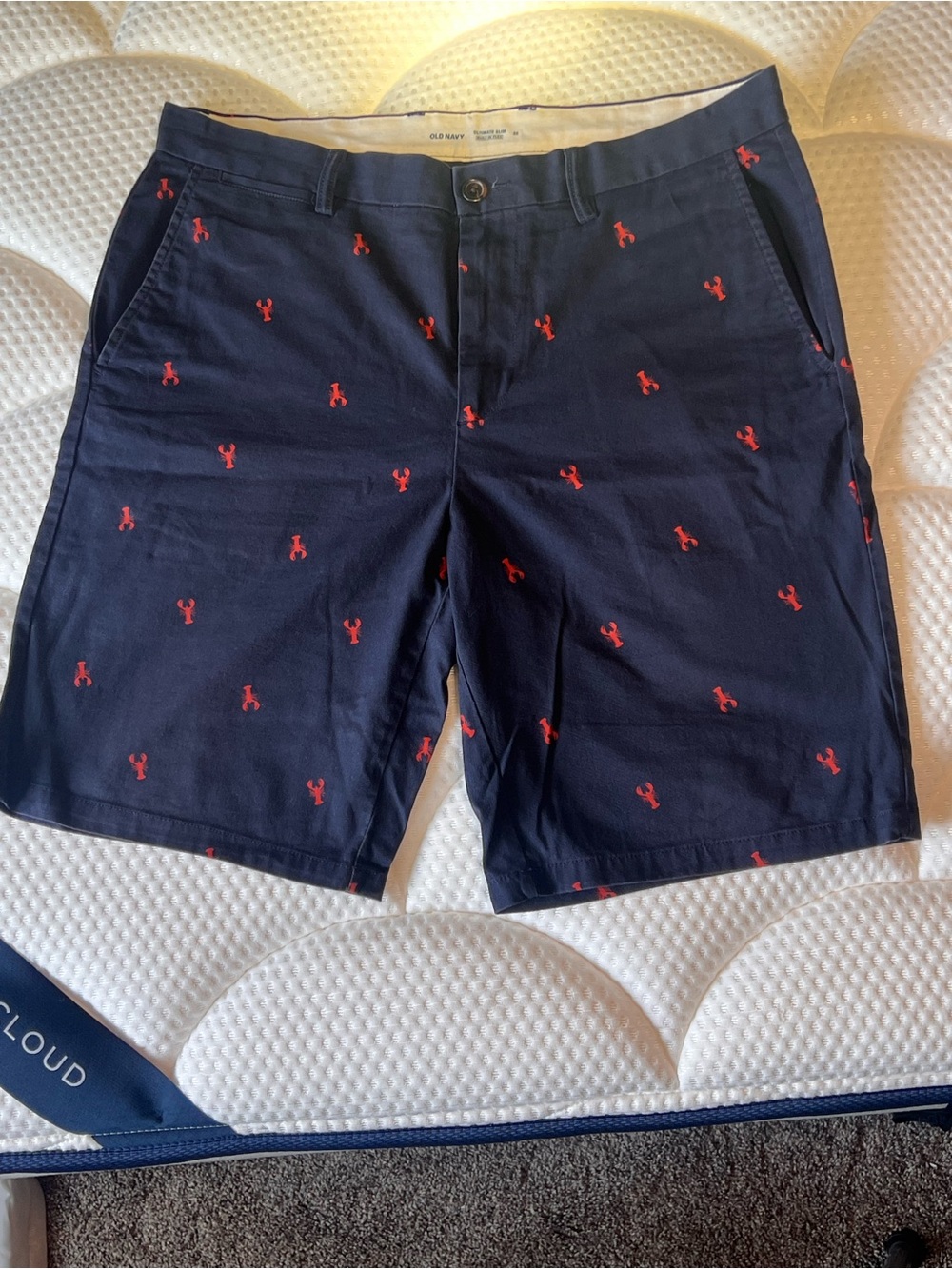 Old Navy Navy Chino Shorts with Red Lobster Embroidery